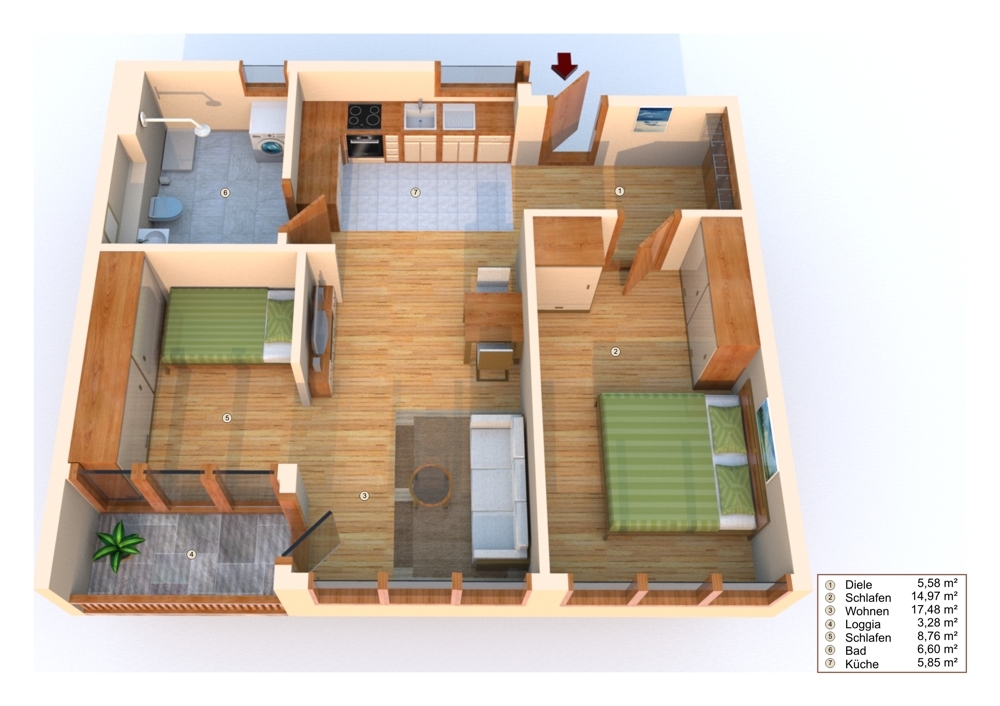 Scheßlitz Grundriss 2-Zimmer Whg.