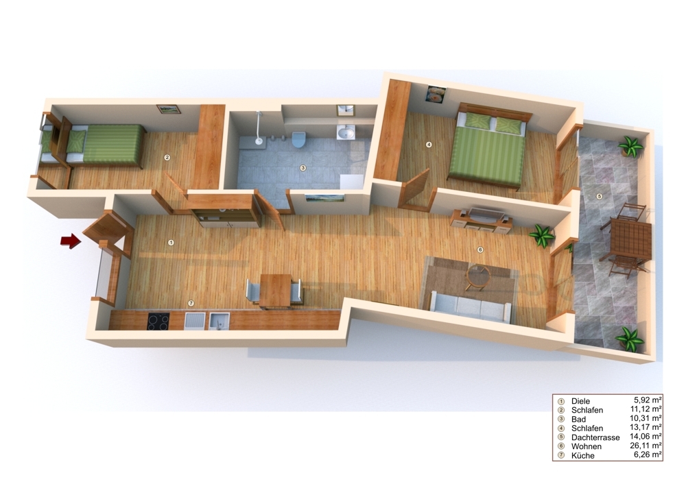 Scheßlitz Grundriss 3-Zimmer Whg.