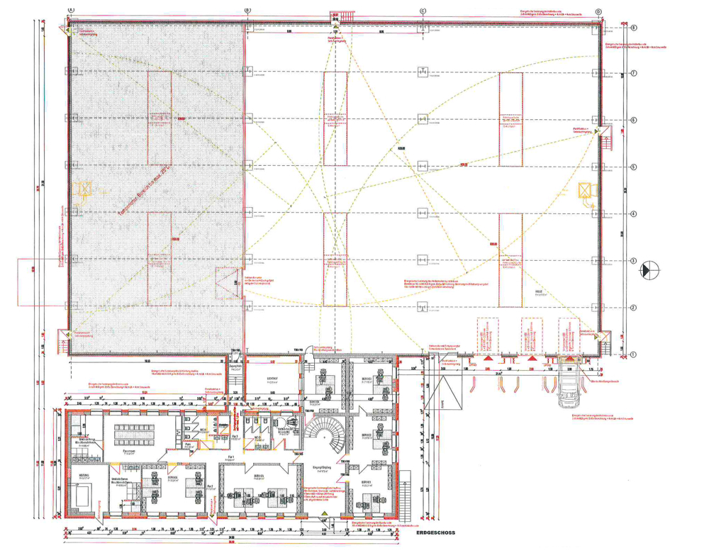 Grundriss Lagerhalle und Büro EG