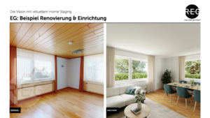 Wohnzimmer vorher/nachher