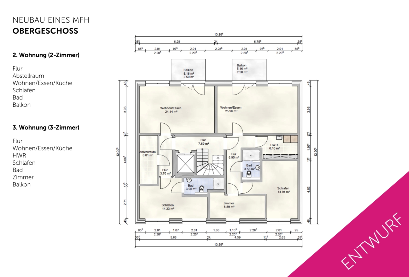 Planung MFH Grundriss OG
