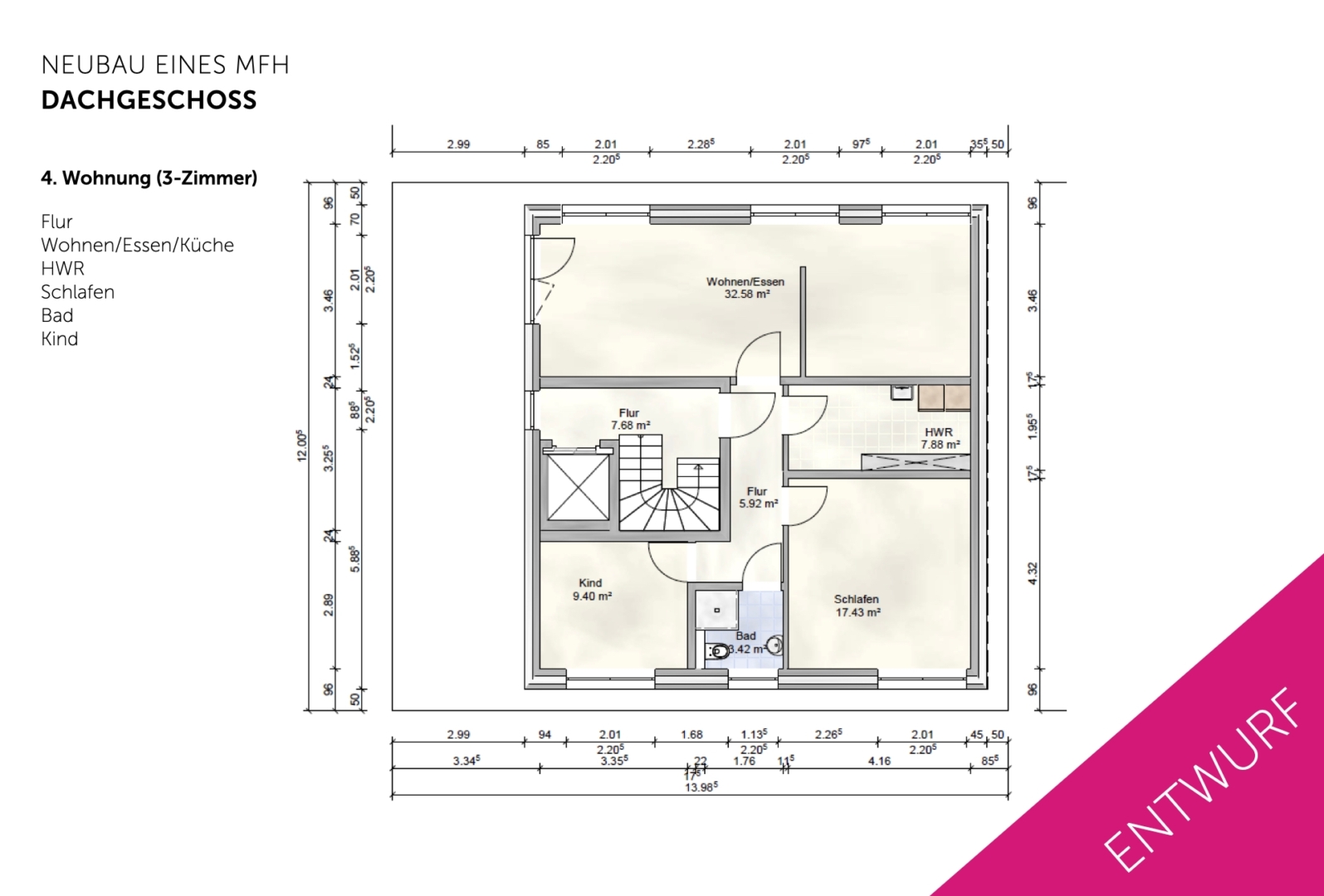 Planung MFH Grundriss DG